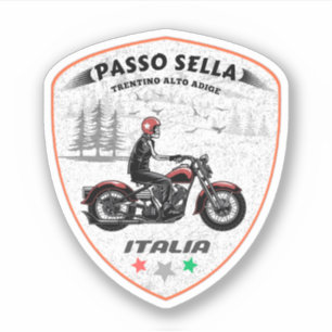 Pegatina viaje en moto por las montañas italianas del passo