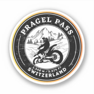 Pegatina Viaje en motocicleta de los alpes suizos de Pragel