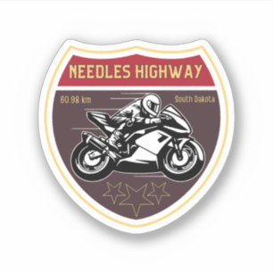 Pegatina viaje en motocicleta por la carretera needles high