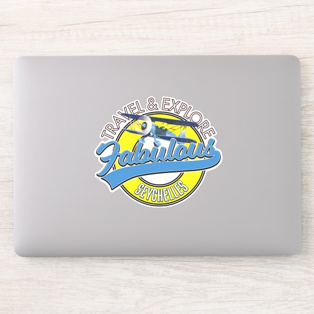 Pegatina viaje explorar el fabuloso logo de Seychelles (Ordenador)
