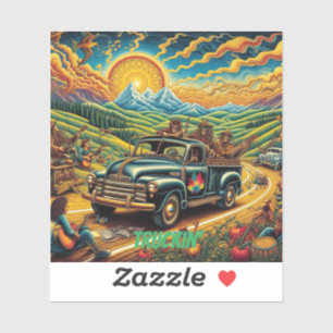 Pegatina Viaje por carretera de arte popular