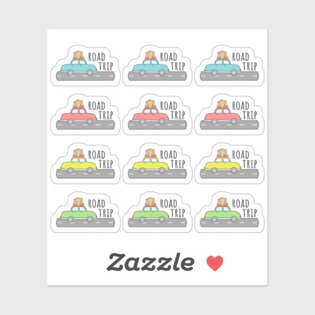 Pegatina Viaje por carretera Tiempo de vacaciones de coche  (Hoja)