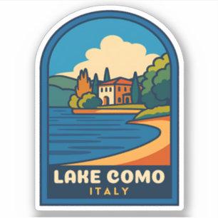 Pegatina Viaje Retro Viaje Lago Como Paisaje Italiano