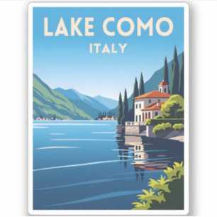 Pegatina Viaje Retro Viaje Lago Como Paisaje Italiano