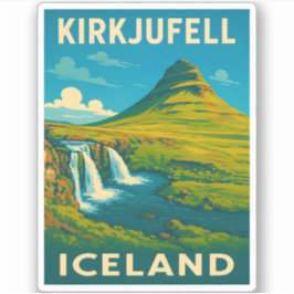 Pegatina Viaje retro vintage Islandia Kirkjufall