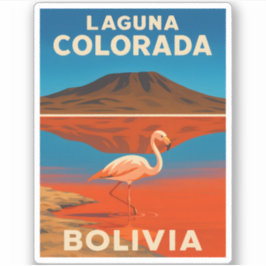 Pegatina Viaje retro vintage Laguna Colorada Bolivia