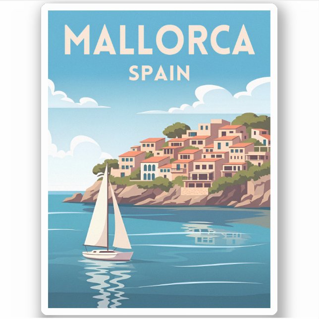 Pegatina Viaje Retro Vintage Mallorca Mar España (Anverso)