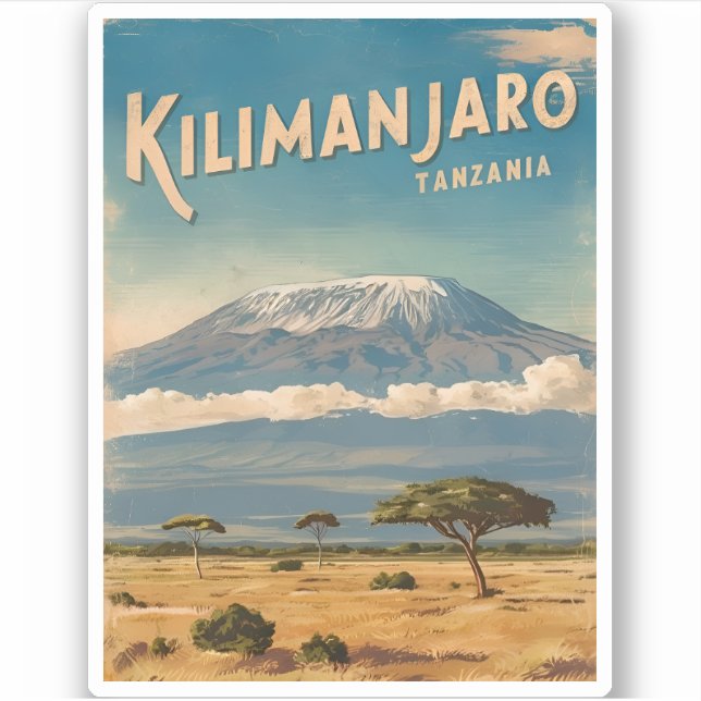 Pegatina Viaje retro vintage Monte Kilimanjaro África (Anverso)