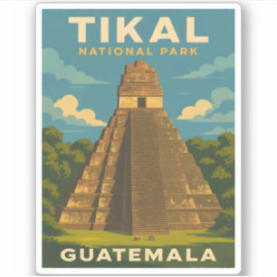 Pegatina Viaje retro vintage Parque nacional Tikal Guatemal