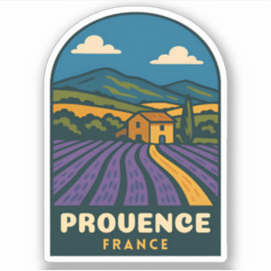 Pegatina Viaje Retro Vintage Provenza Francia Paisaje