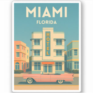 Pegatina Viaje Vintage Distrito Art Deco Miami Florida