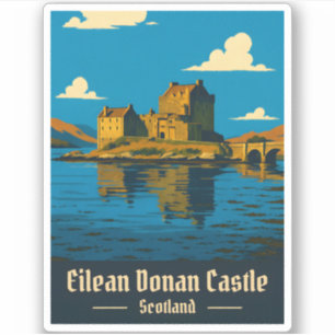 Pegatina Viaje Vintage Eilean Donan Castle Scotland Retro
