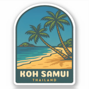 Pegatina Viaje Vintage Koh Samui Tailandia Playa Retro