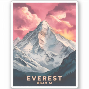 Pegatina Viaje Vintage Monte Everest Himalayas Retro