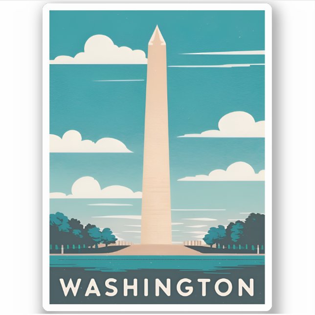 Pegatina Viaje Vintage Monumento a Washington Retro Scenic (Anverso)
