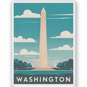 Pegatina Viaje Vintage Monumento a Washington Retro Scenic