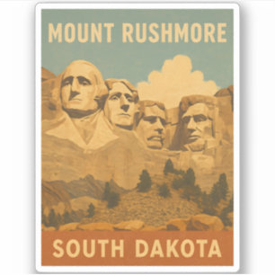 Pegatina Viaje Vintage Mount Rushmore South Dakota Retro