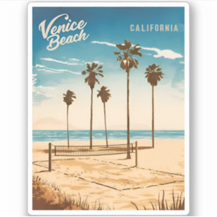 Pegatina Viaje Vintage Venecia Beach Estilo Retro Californi