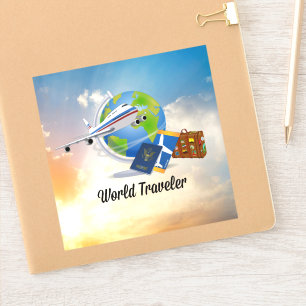 Pegatina Viajero del mundo, diseño 2,