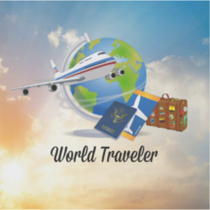Pegatina Viajero del mundo, diseño 2