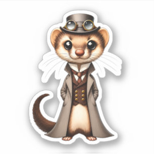 Pegatina Viajero Mundial Hurón Victoriano Steampunk