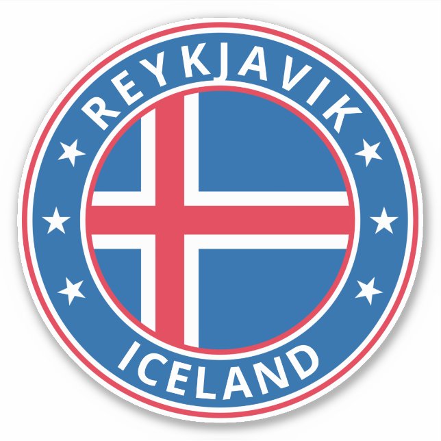 Pegatina Viajero mundial - Islandia, Reykjavik (edición) (Anverso)