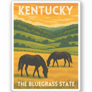 Pegatina Viajes Antiguos Caballos de Kentucky Gráfico Retro