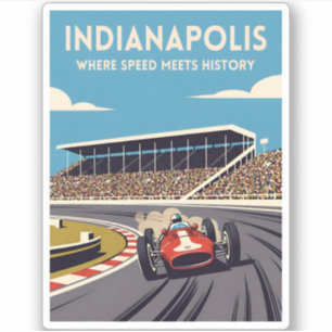 Pegatina Viajes Antiguos Indianapolis Indiana Carreras Retr