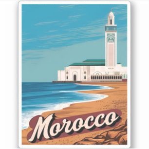 Pegatina Viajes Clásicos Casablanca Marruecos Escénico Retr
