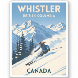 Pegatina Viajes Clásicos Whistler Columbia Británica Esquí