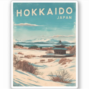 Pegatina Viajes de cosecha Hokkaido Japón Retro Escenario d