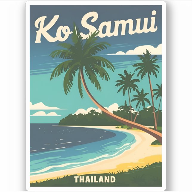 Pegatina Viajes de cosecha Koh Samui Tailandia Gráfico retr (Anverso)
