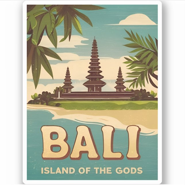 Pegatina Viajes de época Bali Indonesia Gráfico retro (Anverso)