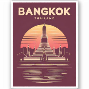 Pegatina Viajes de época Bangkok Tailandia Gráfico retro