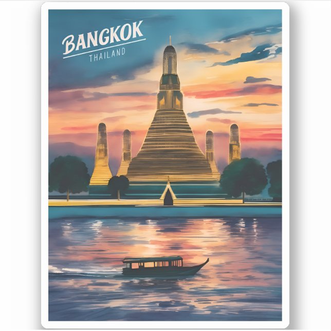 Pegatina Viajes de época Bangkok Tailandia Sunset Landscape (Anverso)