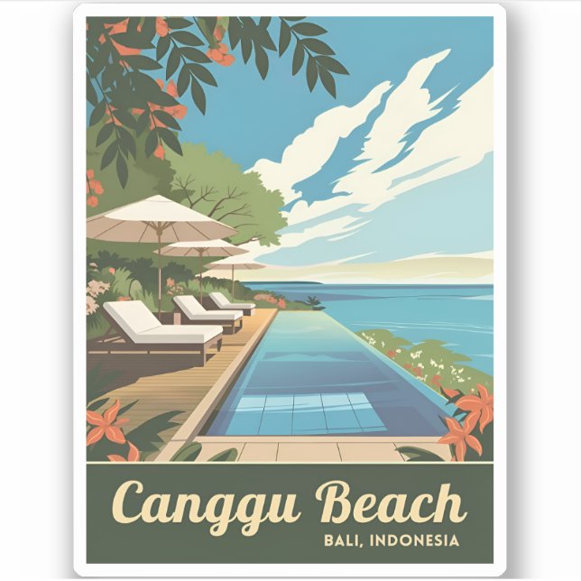 Pegatina Viajes de época Canggu Bali Indonesia Retro Scenic (Anverso)