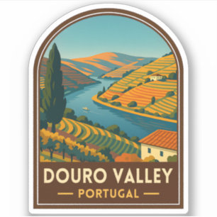 Pegatina Viajes de época Douro Valley Portugal Retro Scenic