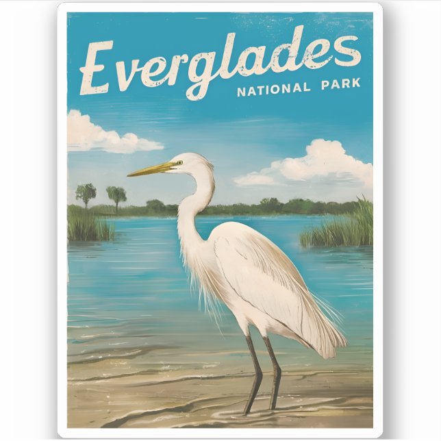 Pegatina Viajes de época Florida Everglades Naturaleza Vida (Anverso)