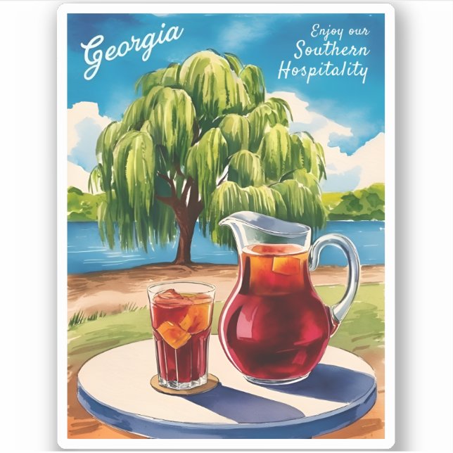 Pegatina Viajes de época Georgia Retro Sur Escenario (Anverso)