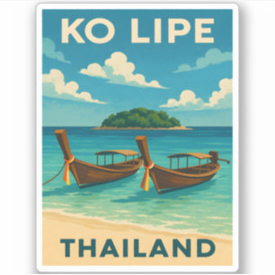 Pegatina Viajes de época Isla Ko Lipe Isla Tailandia Mar