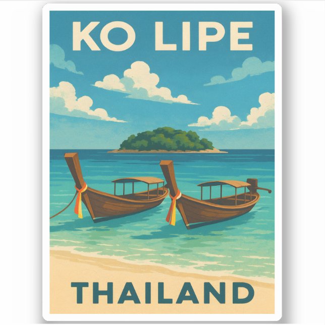 Pegatina Viajes de época Isla Ko Lipe Isla Tailandia Mar (Anverso)