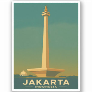 Pegatina Viajes de época Jakarta Indonesia Gráfico retro