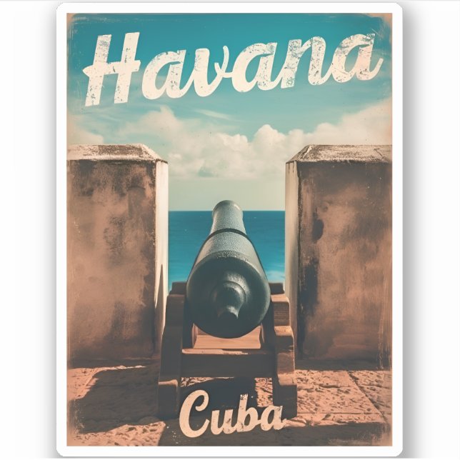 Pegatina Viajes de época La Habana Cuba Gráfico retro (Anverso)
