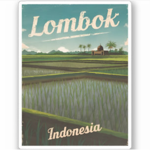 Pegatina Viajes de época Lombok Indonesia Retro Scenic