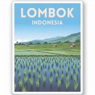Pegatina Viajes de época Lombok Indonesia Retro Scenic