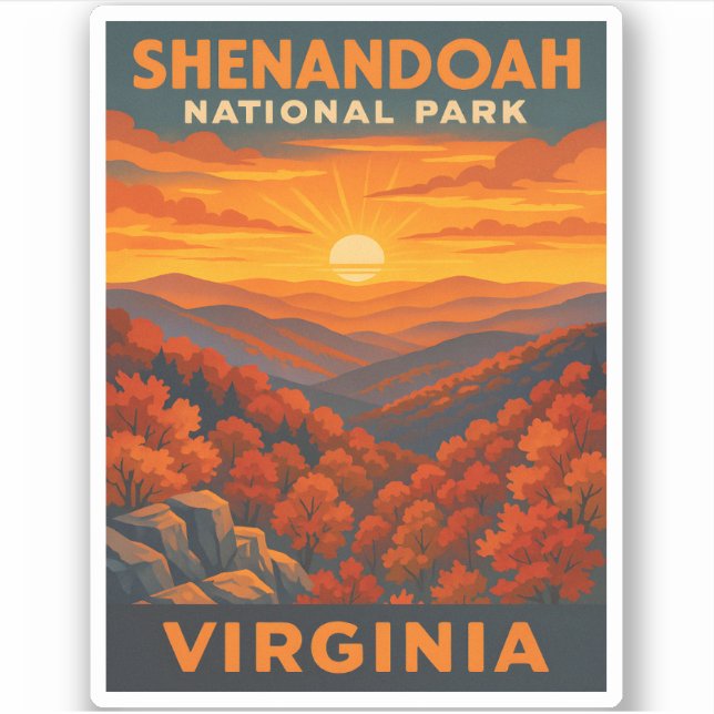 Pegatina Viajes de época Parque Nacional Shenandoah Virgini (Anverso)