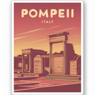 Pegatina Viajes de época Pompeya Italia Gráfico retro