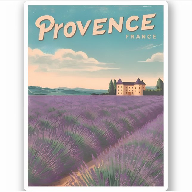 Pegatina Viajes de época Provenza Francia Retro Escenario (Anverso)