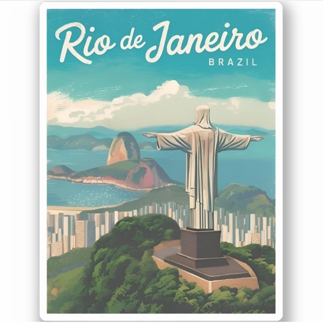 Pegatina Viajes de época Río de Janeiro Brasil Retro Escena (Anverso)