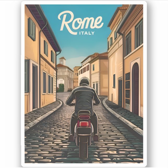 Pegatina Viajes de época Roma Italia Gráfico retro (Anverso)